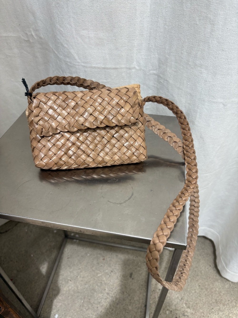 Veev Woven Crossbody Bag in Natural Leather